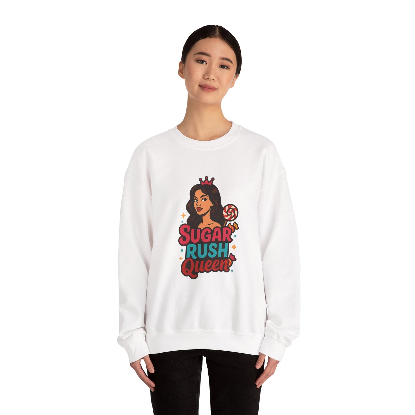 Sugar Rush Queen Crewneck Sweatshirt | Fun Gift for Dessert Lovers, Birthday Celebration, Casual Wear, Unique Apparel, Cozy Loungewear
