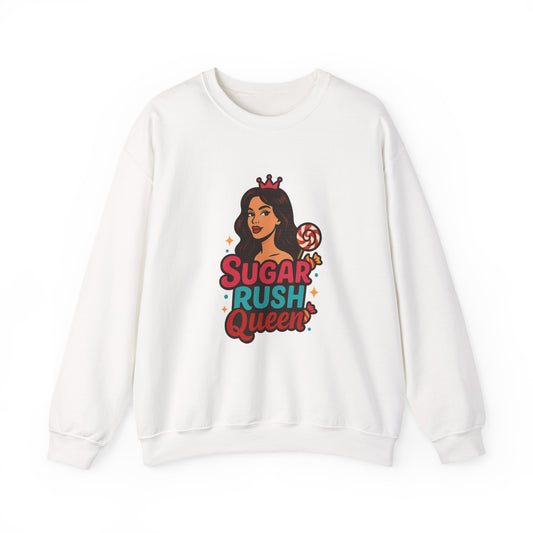 Sugar Rush Queen Crewneck Sweatshirt | Fun Gift for Dessert Lovers, Birthday Celebration, Casual Wear, Unique Apparel, Cozy Loungewear