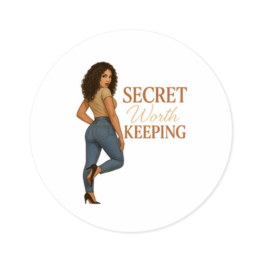 Chic Round Stickers, Secret Worth Keeping, Motivational Decals for Laptops, Journals, Gifts, Feminine Decor, Birthday & Friendship