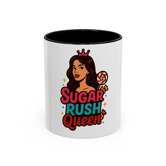 Colorful Sugar Rush Queen Mug, Fun Gift for Sweet Lovers, Cute Coffee Cup, Birthday, Celebration, Drinkware