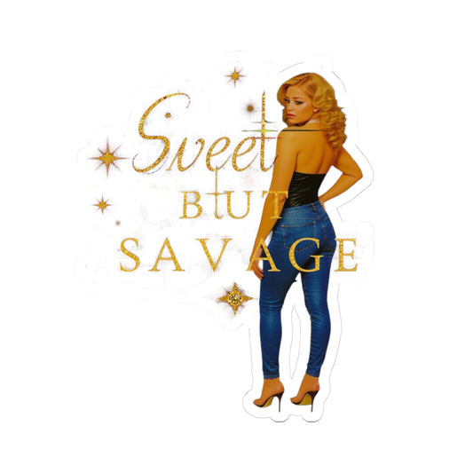 Stylish Sweet But Savage Kiss-Cut Stickers, Trendy Vinyl Decals, Laptop Decor, Gift for Her, Party Favors