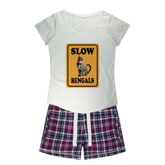 slow bengals Women's Sleepy Tee and Flannel Short