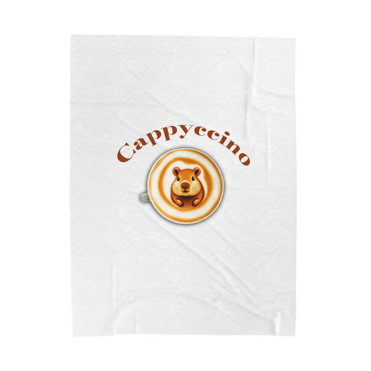 Cappuccino Bear Velveteen Plush Blanket - Cozy Comfort for Coffee Lovers