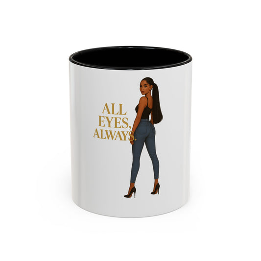 Chic Accent Coffee Mug, Eye-Catching Mug for Coffee Lovers, Perfect Gift for Her, Stylish Drinkware, All Eyes Always Design