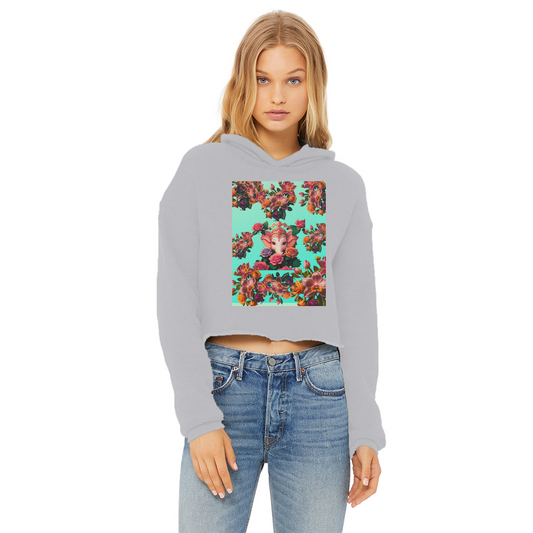 Harmonious Ladies Cropped Raw Edge Hoodie