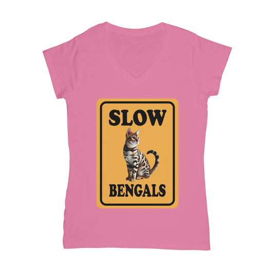slow bengals Classic Women's V-Neck T-Shirt