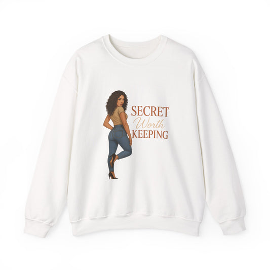 Secret Worth Keeping Crewneck Sweatshirt for Confident Women, Cozy Gift for Her, Stylish Casual Wear, Perfect for Gifting