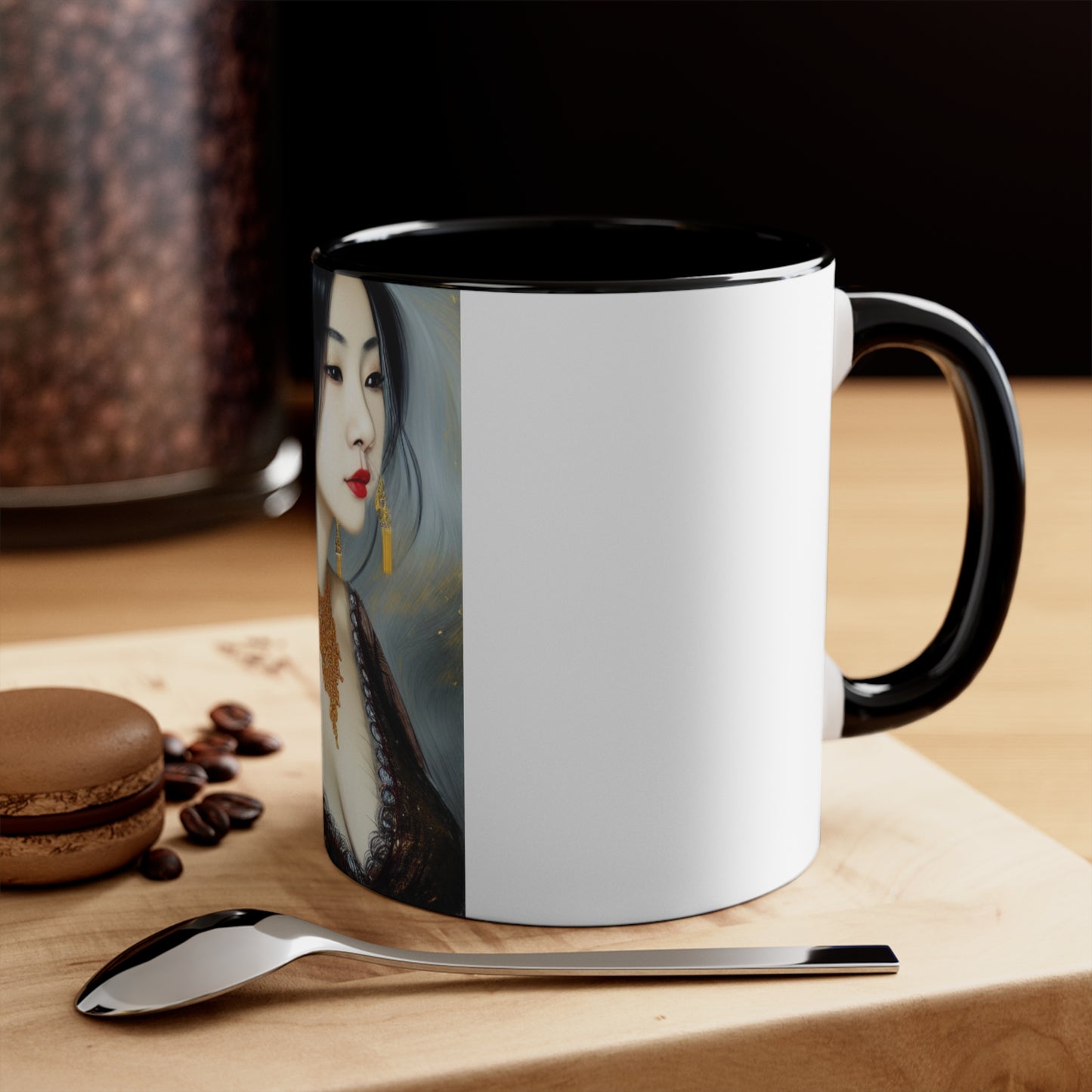 Eve Portrait Ceramic Coffee Cup with Pink Interior