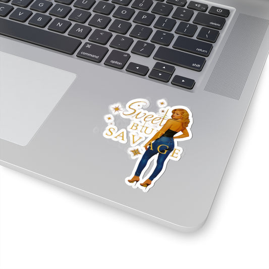 Stylish Sweet But Savage Kiss-Cut Stickers, Trendy Vinyl Decals, Laptop Decor, Gift for Her, Party Favors