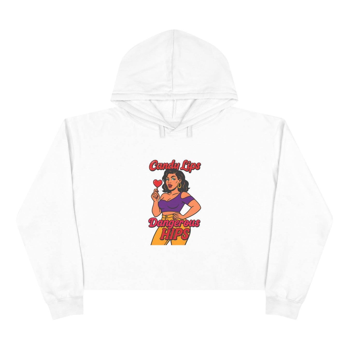 Retro Candy Lips Crop Hoodie, Trendy Streetwear, Gift for Her, Cool Summer Fashion, 90s Vibes, Relaxed Weekend Wear