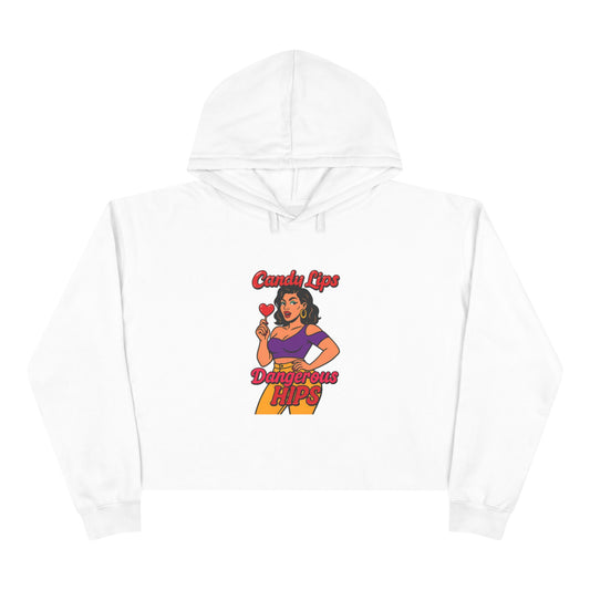 Retro Candy Lips Crop Hoodie, Trendy Streetwear, Gift for Her, Cool Summer Fashion, 90s Vibes, Relaxed Weekend Wear