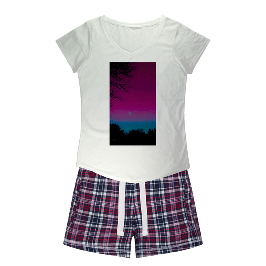 Twilight Women's Sleepy Tee and Flannel Short