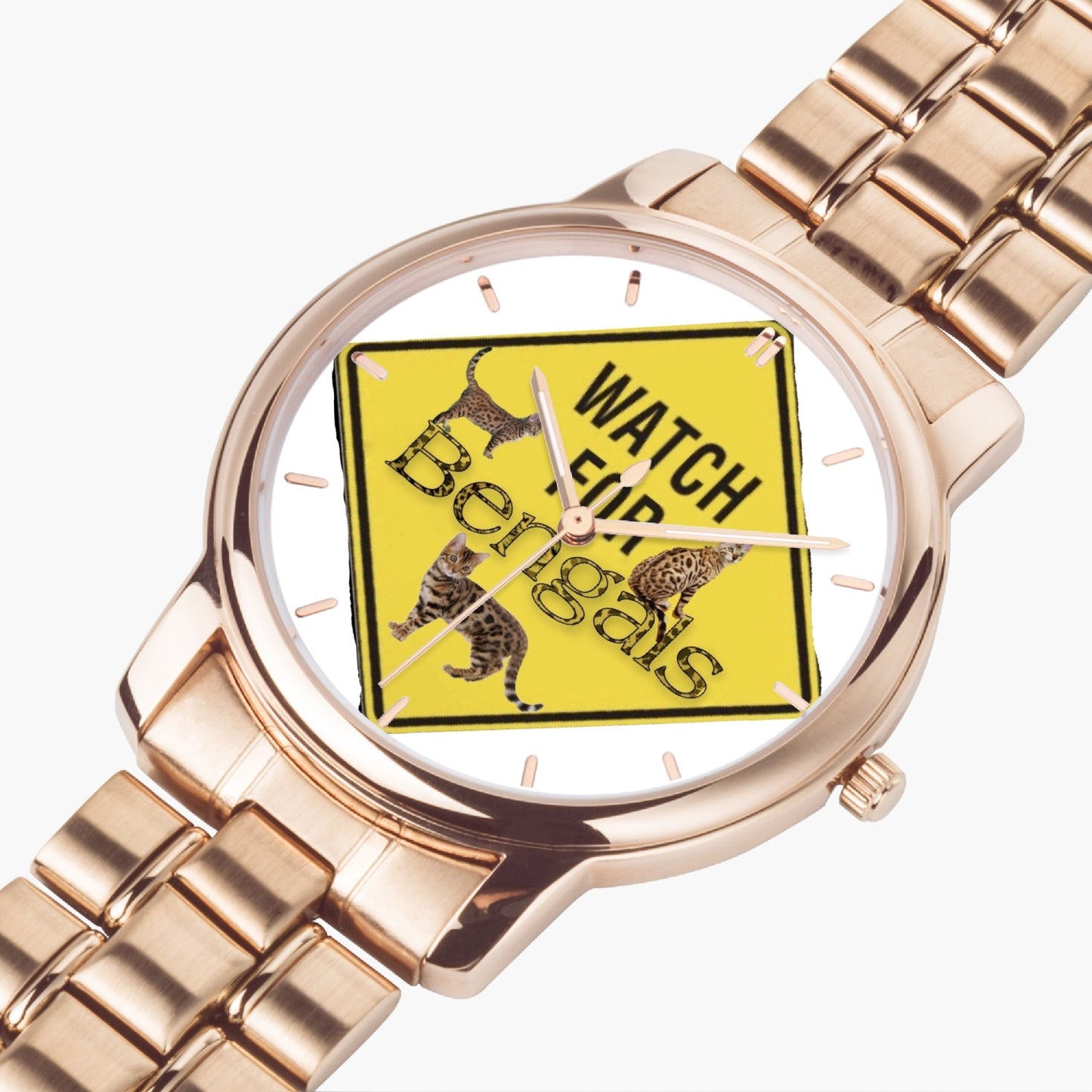 154. 3 Bengals Folding Clasp Type Stainless Steel Quartz Watch (With Indicators)