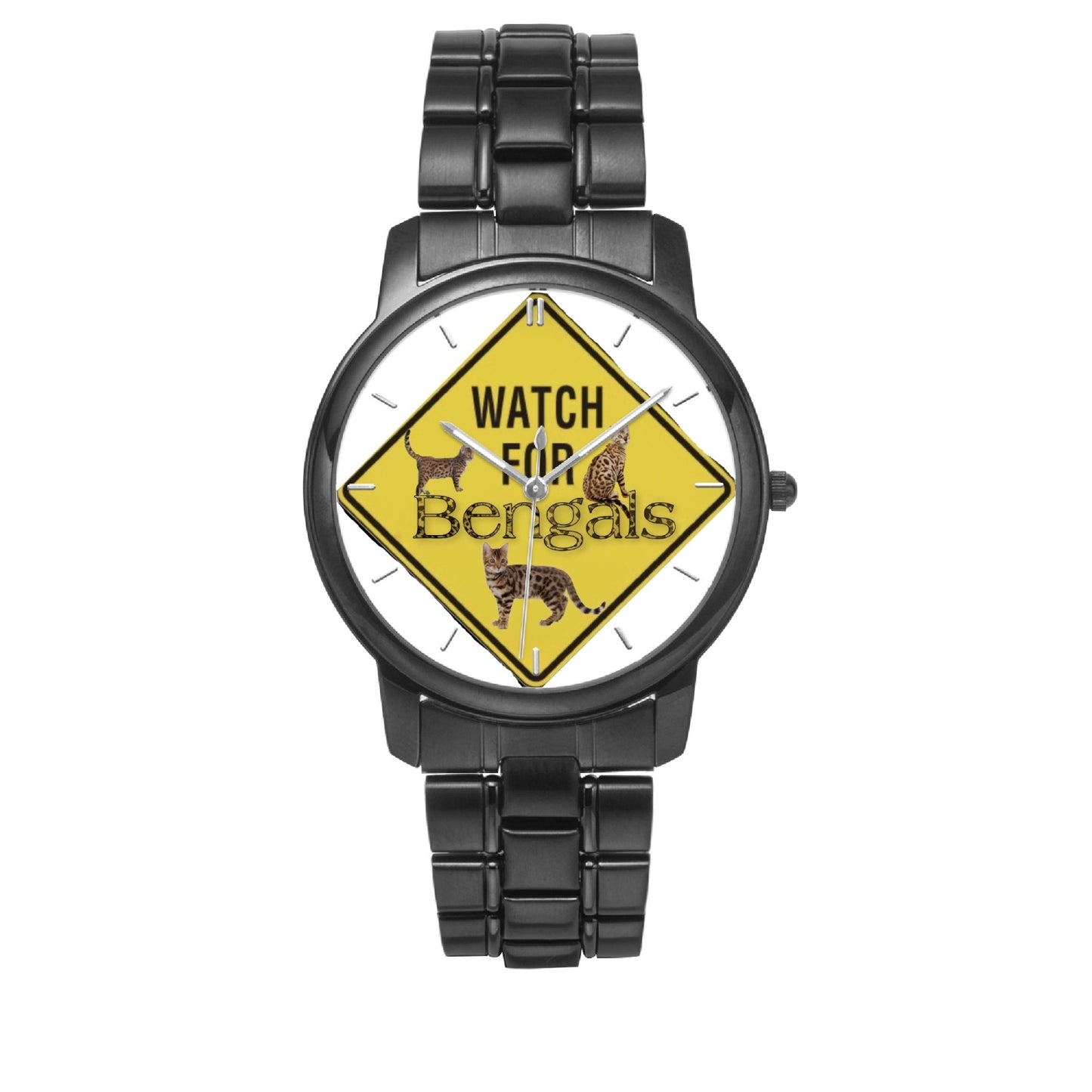 154. 3 Bengals Folding Clasp Type Stainless Steel Quartz Watch (With Indicators)