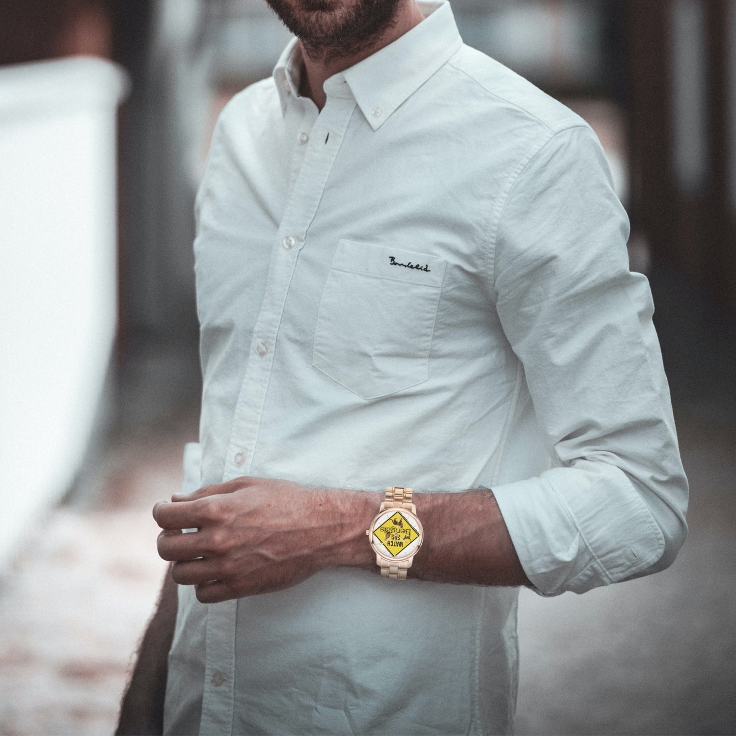 154. 3 Bengals Folding Clasp Type Stainless Steel Quartz Watch (With Indicators)