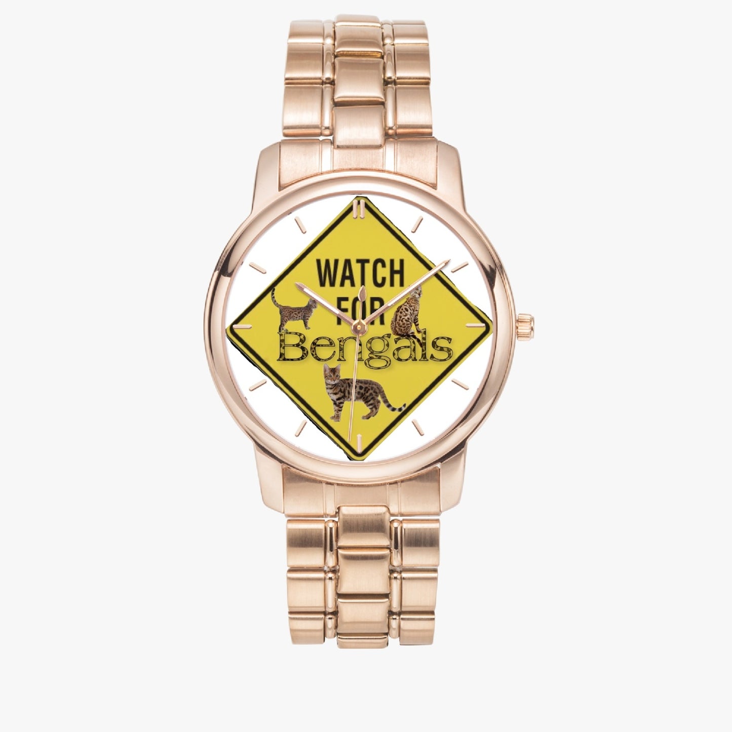 154. 3 Bengals Folding Clasp Type Stainless Steel Quartz Watch (With Indicators)