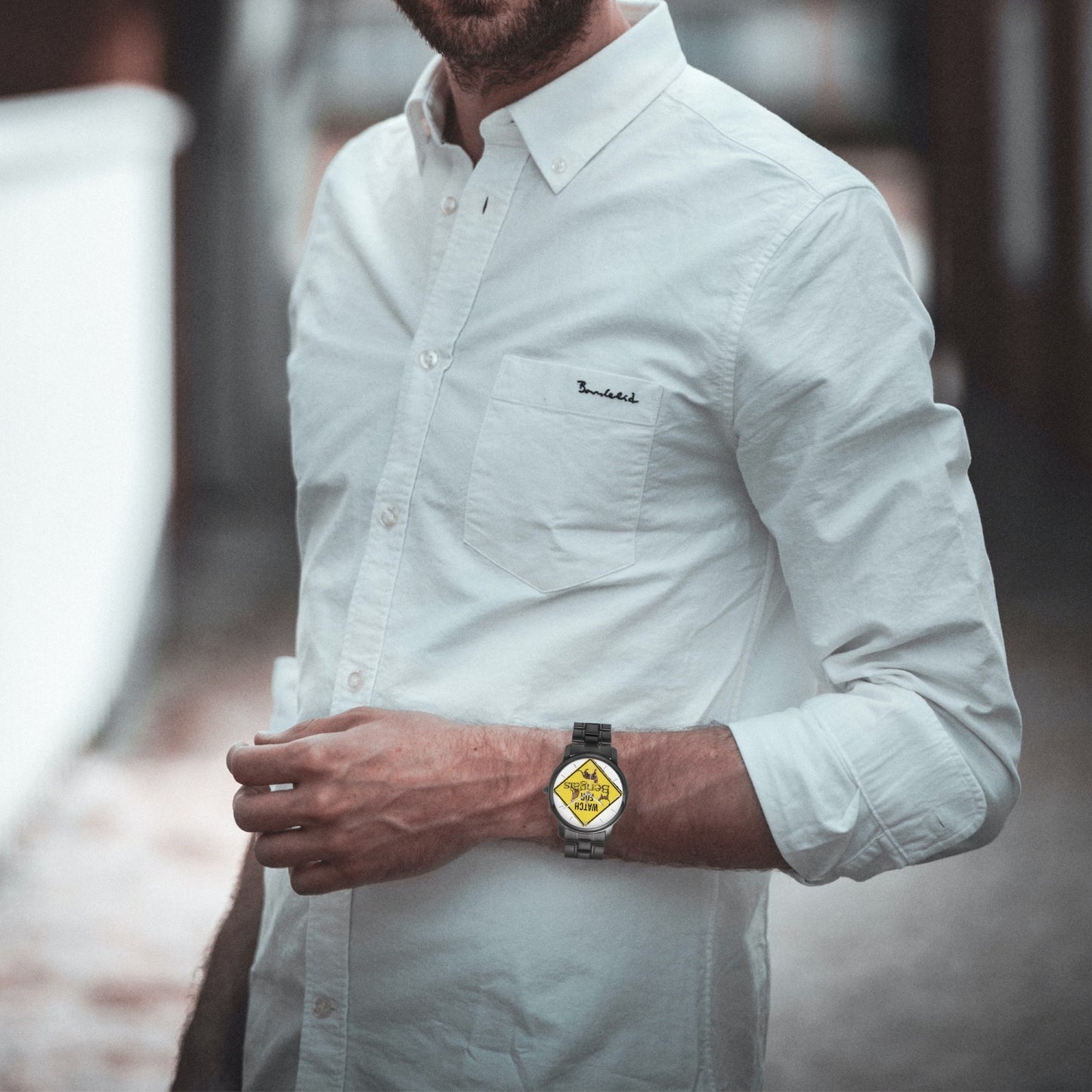 154. 3 Bengals Folding Clasp Type Stainless Steel Quartz Watch (With Indicators)