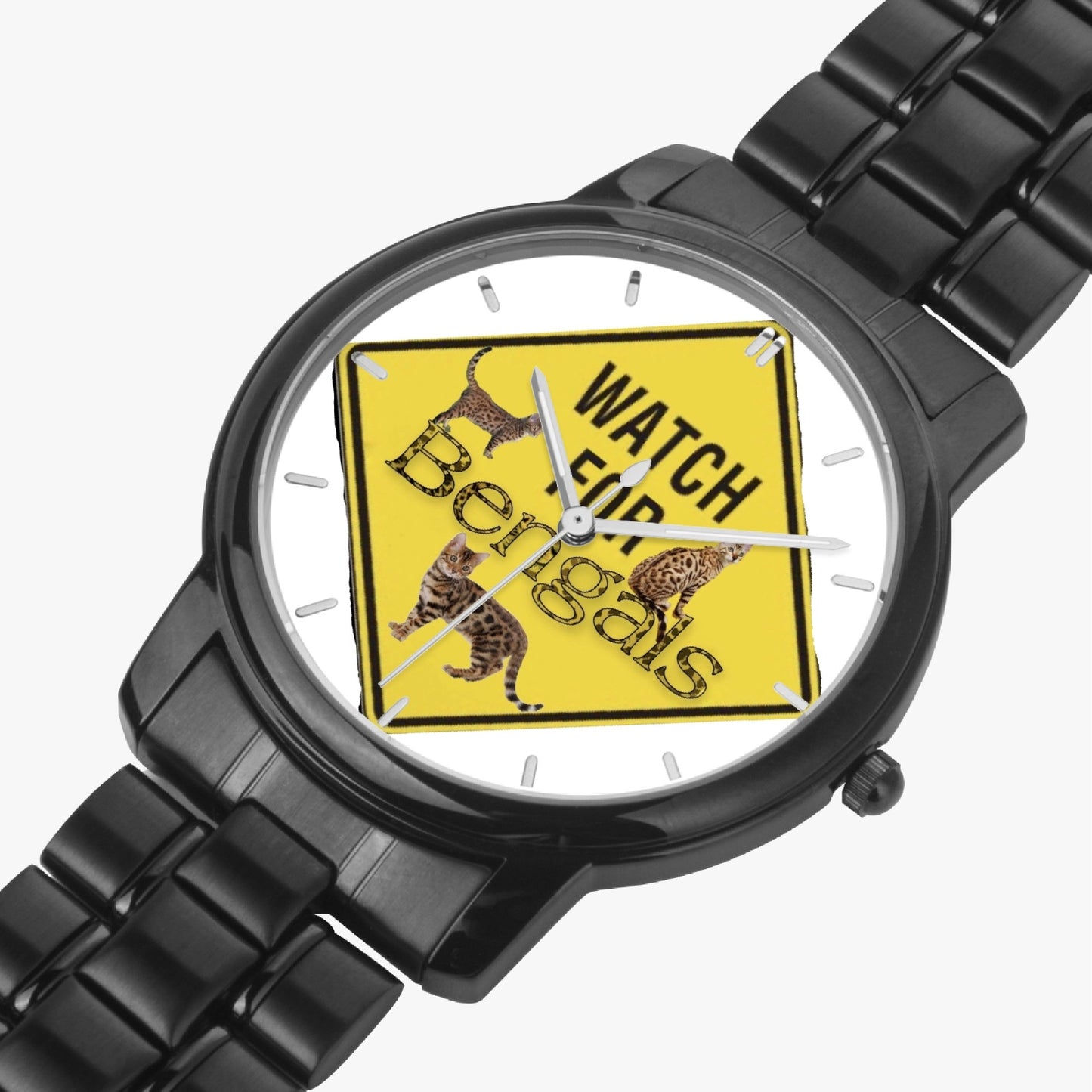 154. 3 Bengals Folding Clasp Type Stainless Steel Quartz Watch (With Indicators)