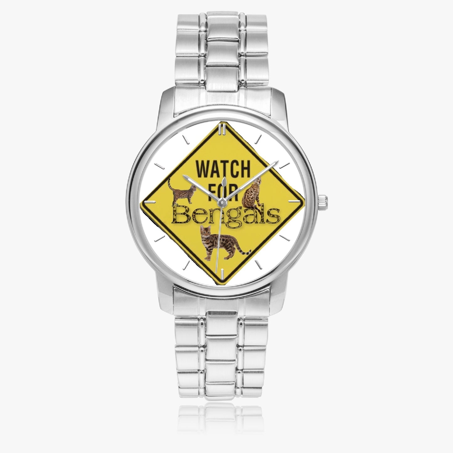 154. 3 Bengals Folding Clasp Type Stainless Steel Quartz Watch (With Indicators)