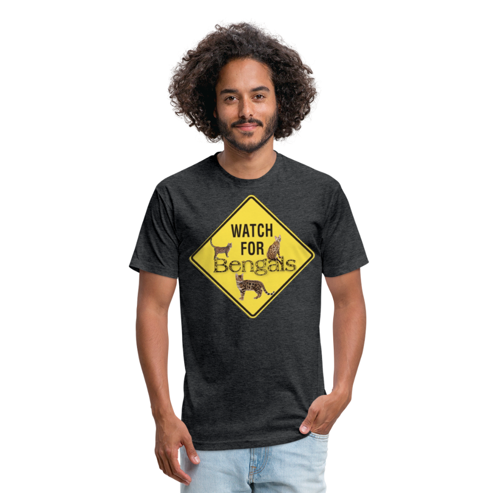 3 Bengals Fitted Cotton/Poly T-Shirt by Next Level - heather black