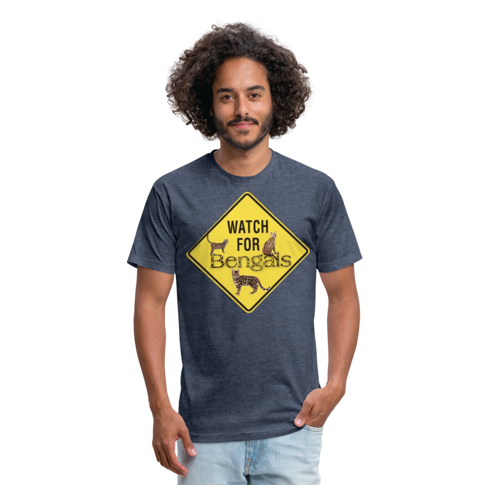 3 Bengals Fitted Cotton/Poly T-Shirt by Next Level - heather navy