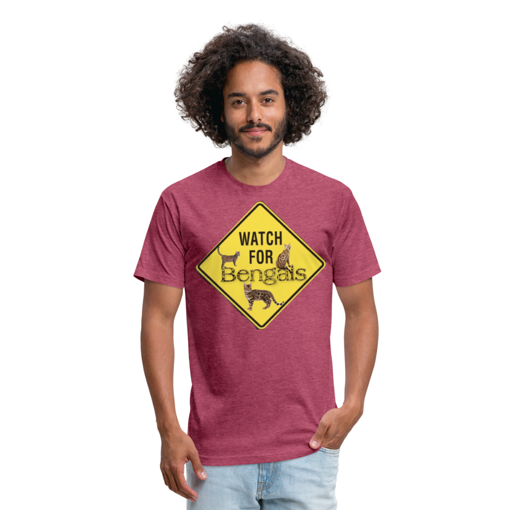 3 Bengals Fitted Cotton/Poly T-Shirt by Next Level - heather burgundy