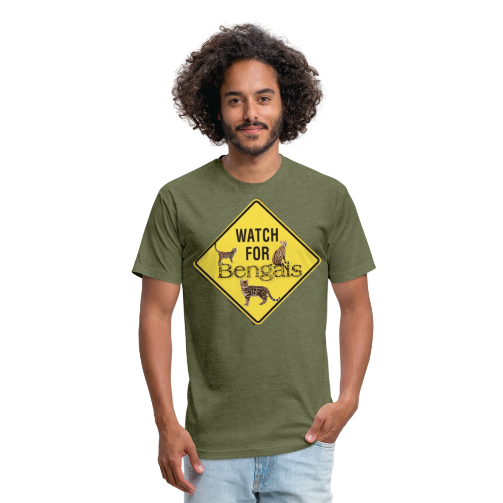 3 Bengals Fitted Cotton/Poly T-Shirt by Next Level - heather military green