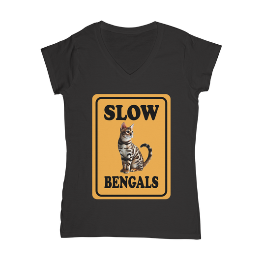 slow bengals Classic Women's V-Neck T-Shirt