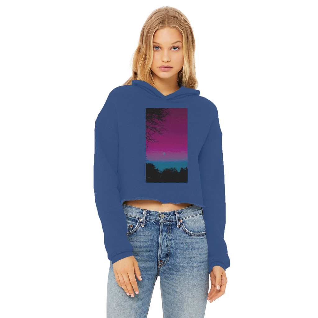 Twilight Ladies Cropped Raw Edge Hoodie