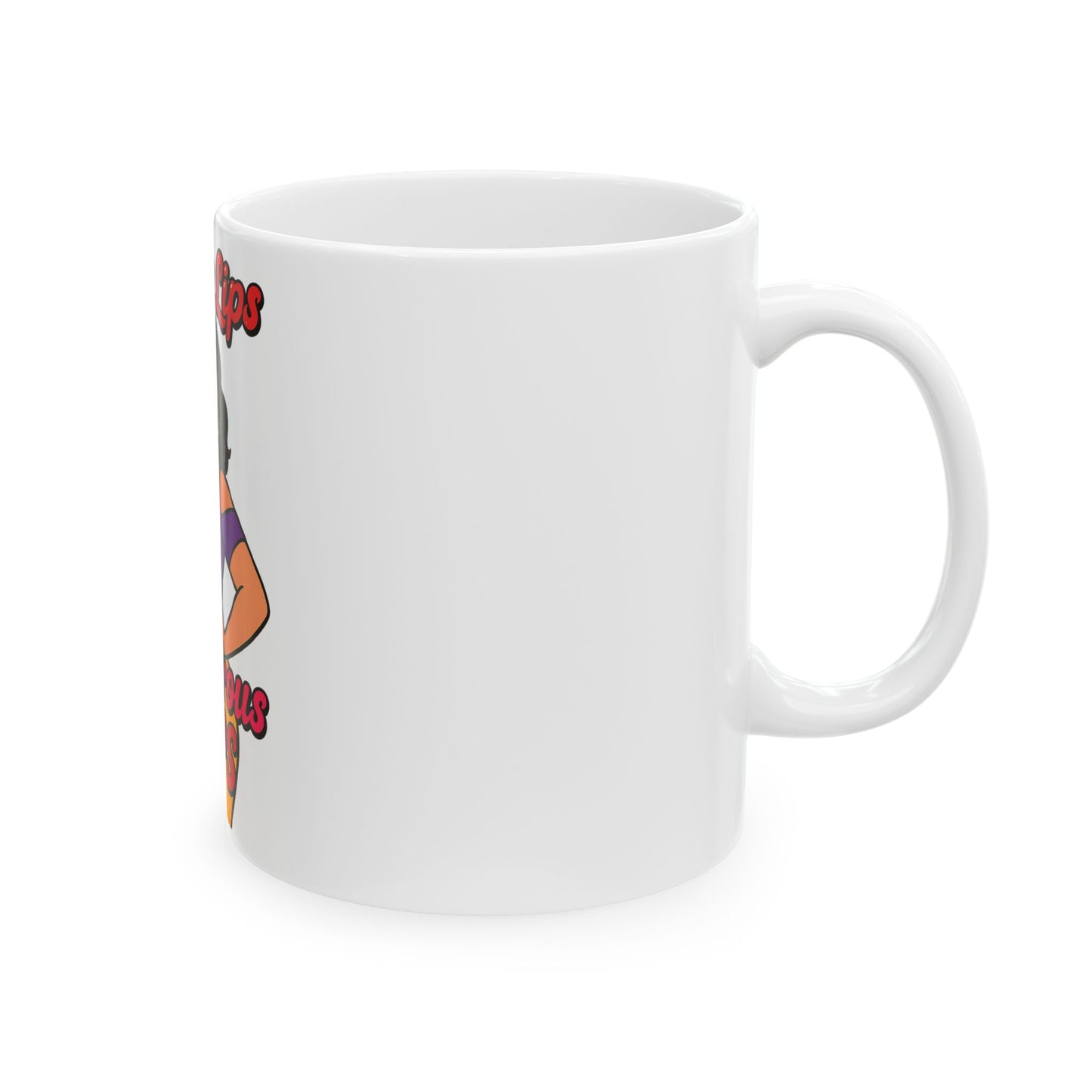 Candy Lips Dangerous Hips Ceramic Mug - Fun Coffee Cup for Gifts, Birthday, Humor, Kitchen Decor, Retro Style
