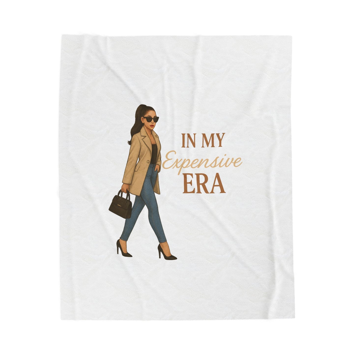 Chic Velveteen Plush Blanket, Cozy Throw for Fashion Lovers, Modern Home Decor, Gift for Her, Stylish Blanket with Quote