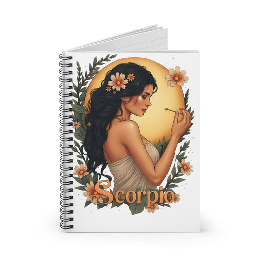 Scorpio Spiral Notebook — Floral Astrology Journal