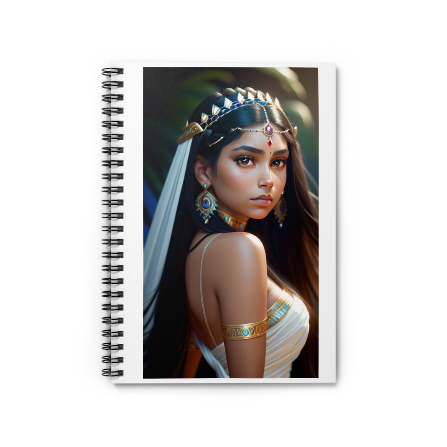 Mystical Jewel Princess Spiral Notebook — Exotic Goddess Portrait Ruled Journal