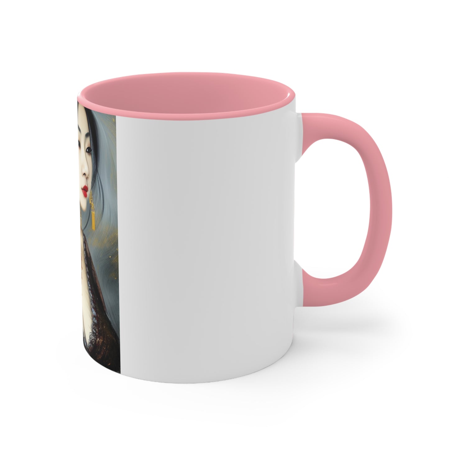 Eve Portrait Ceramic Coffee Cup with Pink Interior
