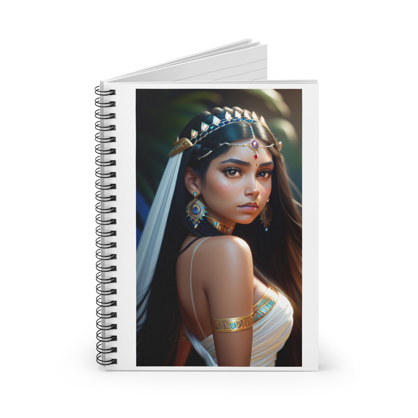 Mystical Jewel Princess Spiral Notebook — Exotic Goddess Portrait Ruled Journal