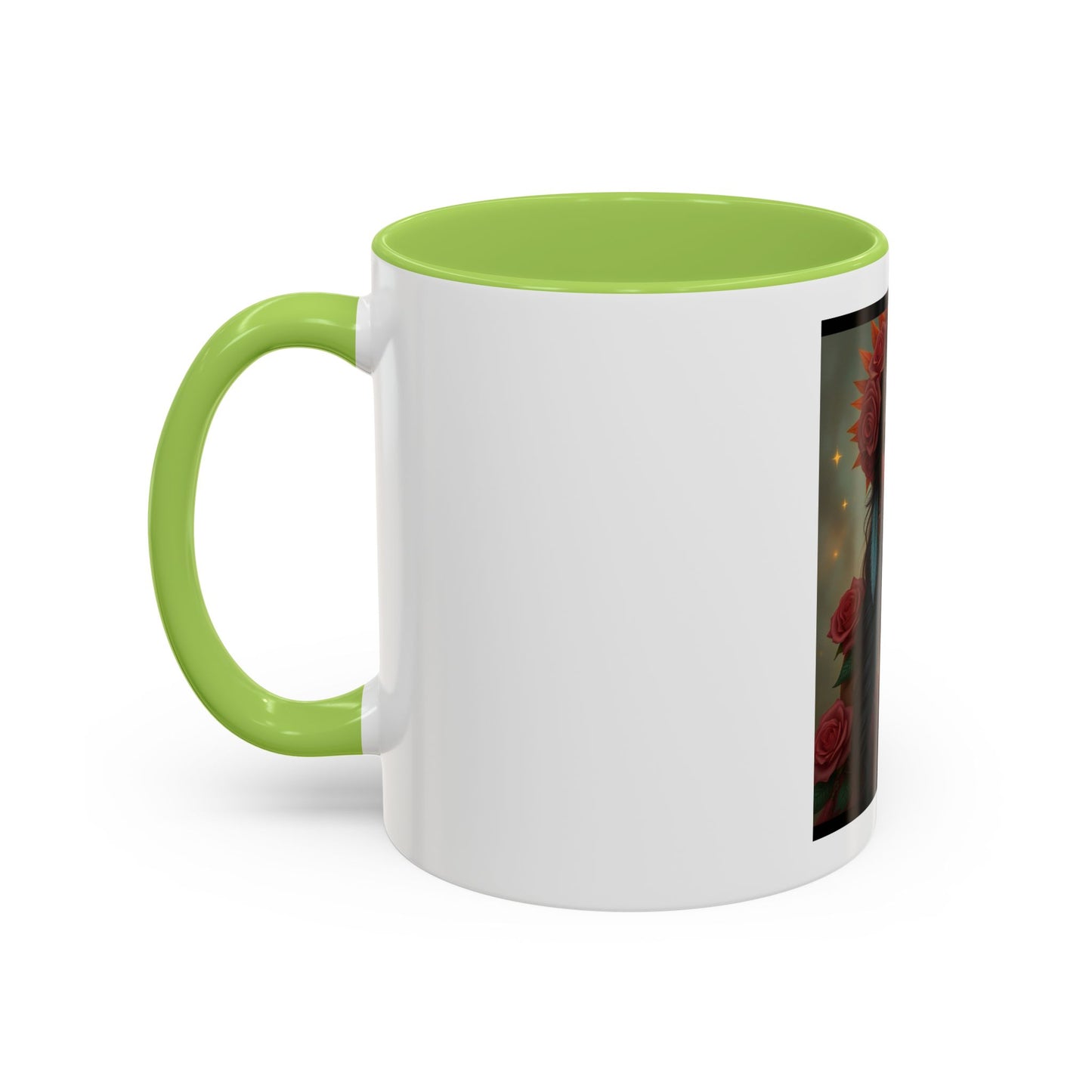 Floral Goddess Accent Coffee Mug — Boho Floral Portrait 11/15oz