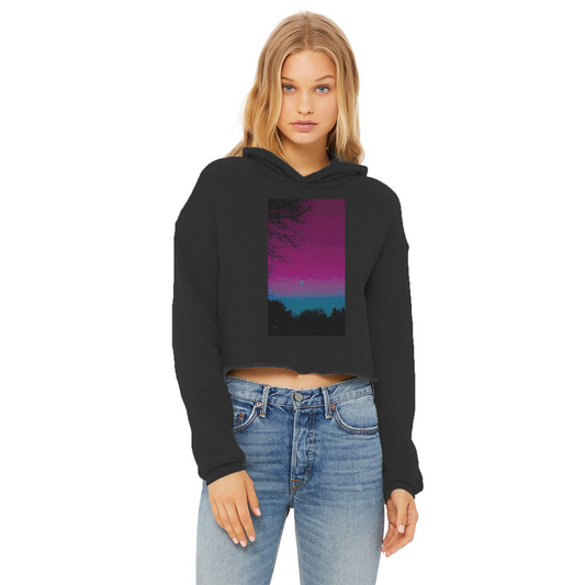 Twilight Ladies Cropped Raw Edge Hoodie