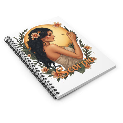 Scorpio Spiral Notebook — Floral Astrology Journal