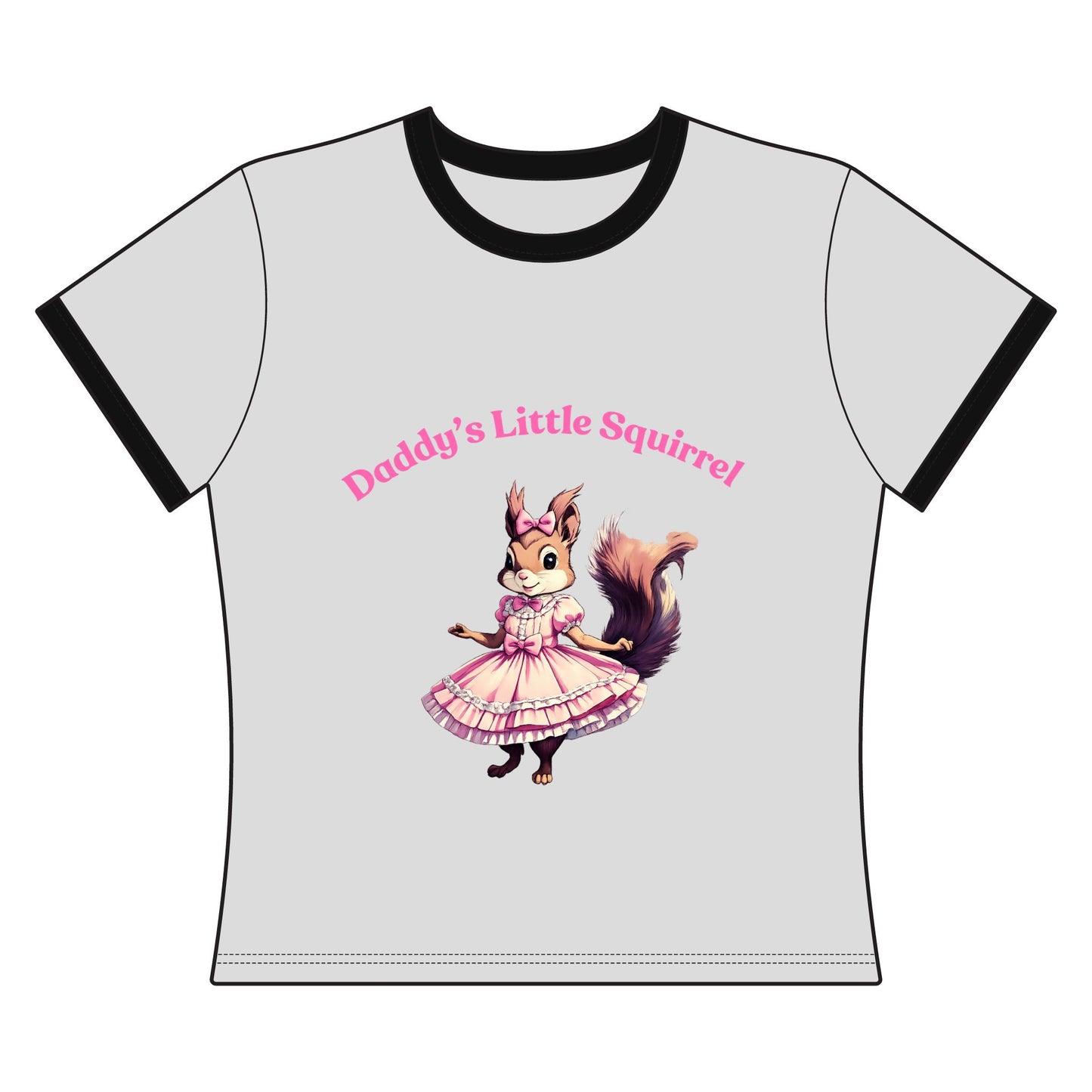Daddy's Little Squirrel Women's Ringer Tee — Cute Vintage Squirrel Graphic Shirt