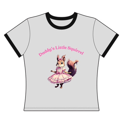 Daddy's Little Squirrel Women's Ringer Tee — Cute Vintage Squirrel Graphic Shirt