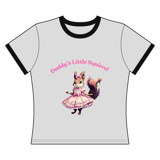 Daddy's Little Squirrel Women's Ringer Tee — Cute Vintage Squirrel Graphic Shirt