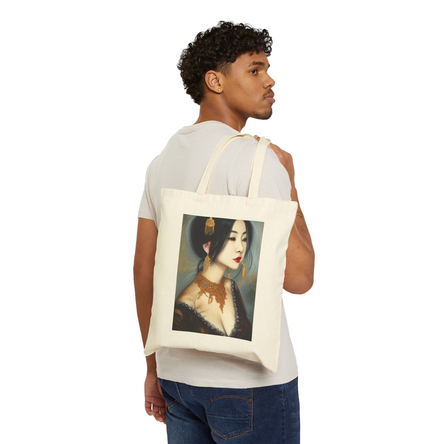 Eve  Portrait Art Tote Bag – Elegant Geisha-Inspired Canvas Tote