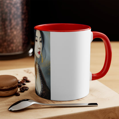 Eve Portrait Ceramic Coffee Cup with Pink Interior