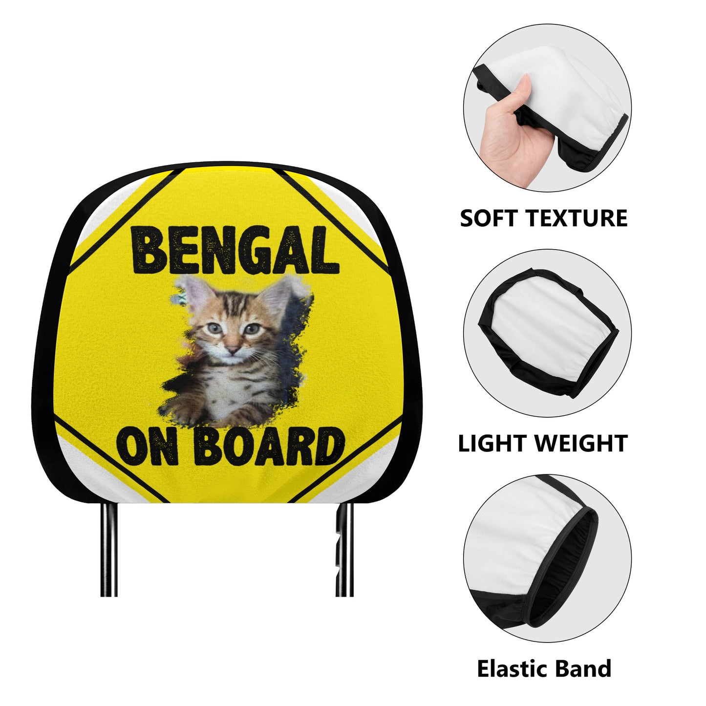 Bengal on Board Car Headrest Covers