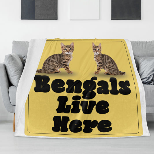 Bengals Live Here Horizontal Flannel Breathable Blanket 4 Sizes