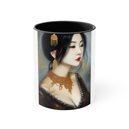 Eve Portrait Ceramic Coffee Cup with Pink Interior