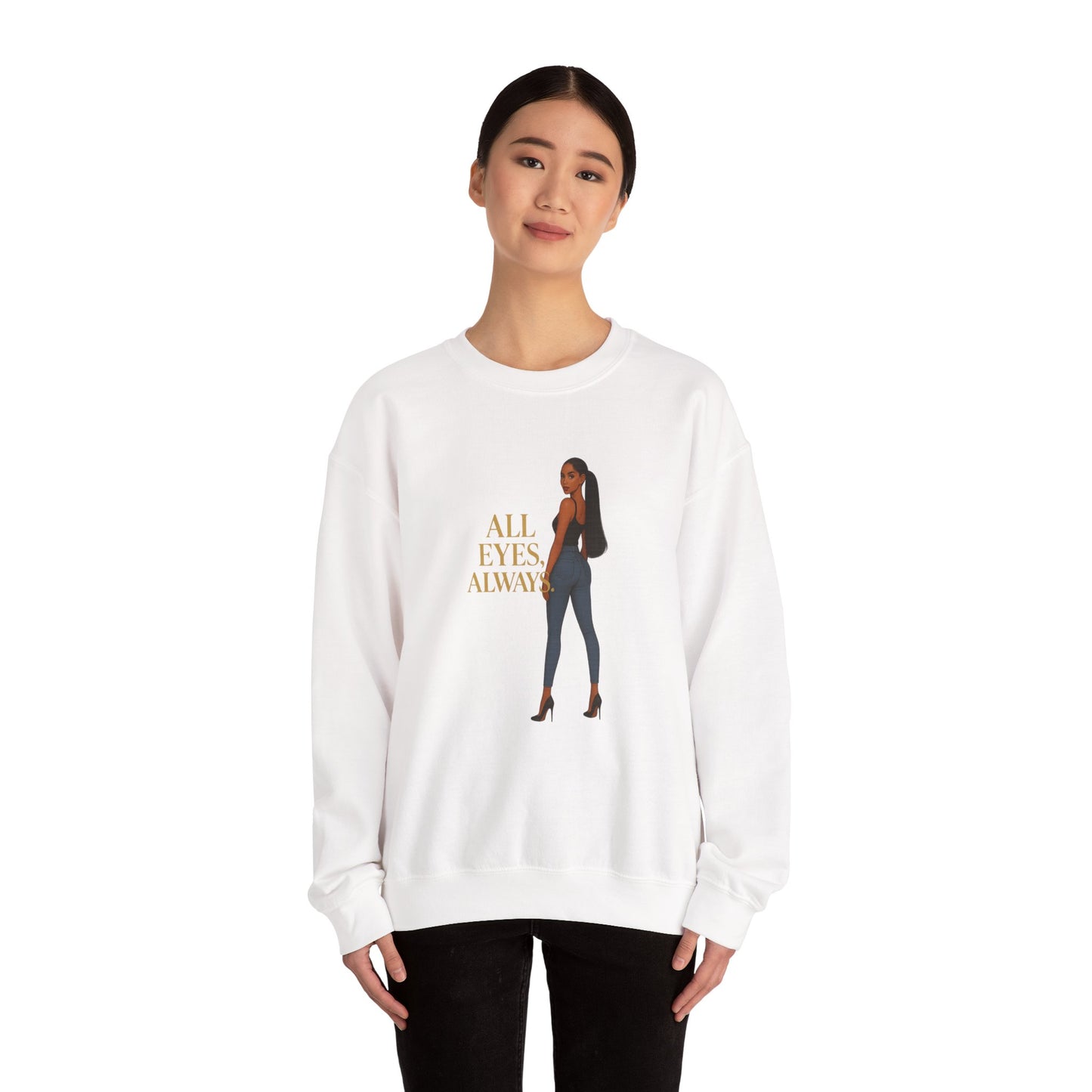 Chic All Eyes Crewneck Sweatshirt, Stylish Unisex Sweatshirt, Fashion Trendy Apparel, Cozy Layering Piece, Ideal Gift for Her