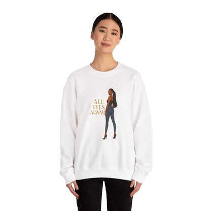 Chic All Eyes Crewneck Sweatshirt, Stylish Unisex Sweatshirt, Fashion Trendy Apparel, Cozy Layering Piece, Ideal Gift for Her