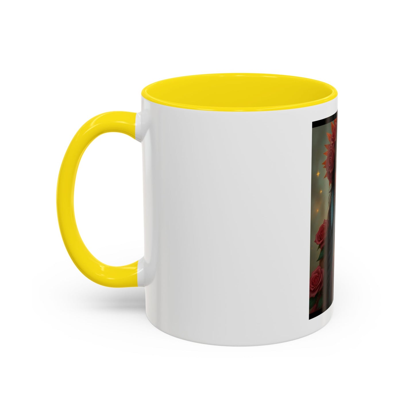 Floral Goddess Accent Coffee Mug — Boho Floral Portrait 11/15oz