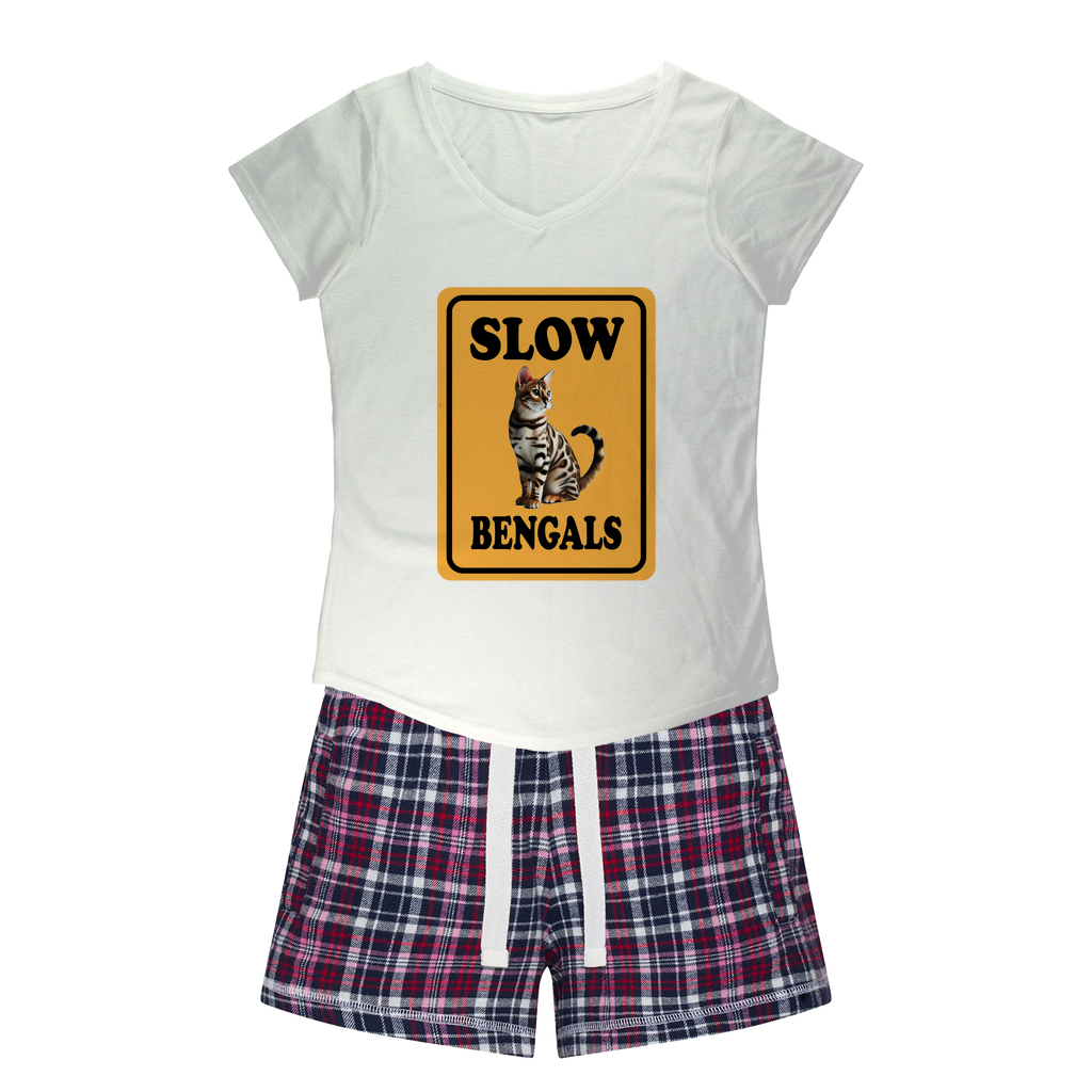 slow bengals Women's Sleepy Tee and Flannel Short